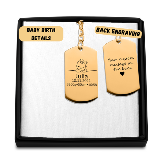 Custom Birth Details Keychain