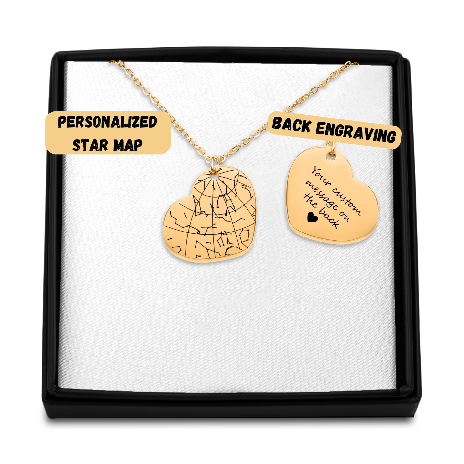 Custom Star Map Heart Necklace