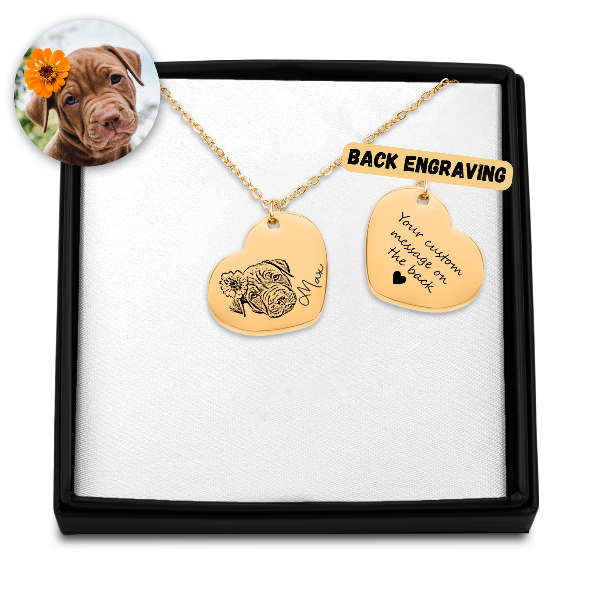 Custom Pet Portrait Heart Necklace